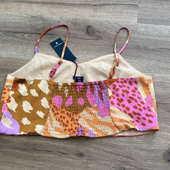 NWT Christian LaCroix Satin Multicolor Animal Print Crop Top Size Large - Picture 3 of 5